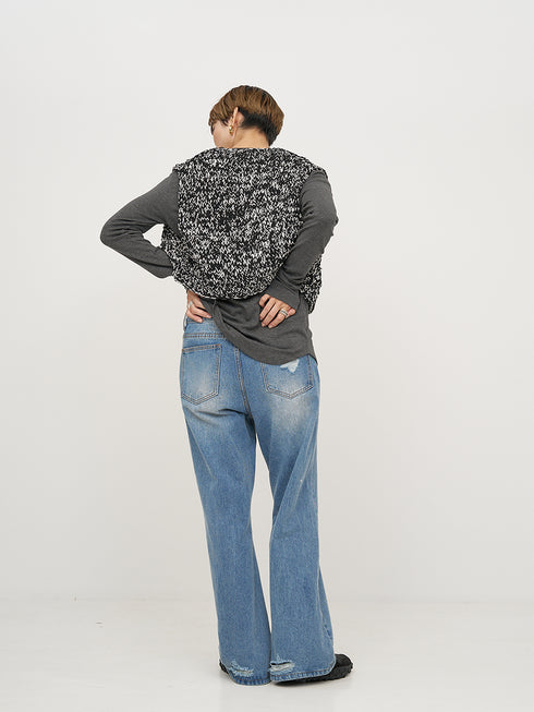 【 予約:10月中旬 】MIX HAND KNIT VEST /Y254-91117